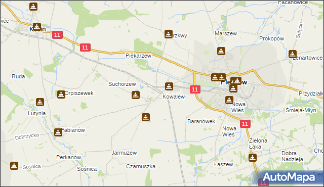 mapa Kowalew gmina Pleszew, Kowalew gmina Pleszew na mapie Targeo