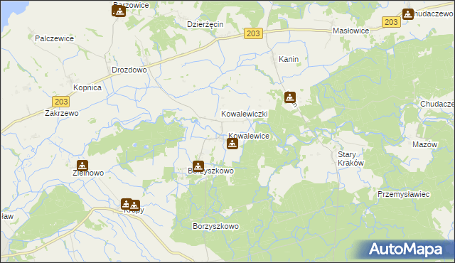 mapa Kowalewice gmina Darłowo, Kowalewice gmina Darłowo na mapie Targeo