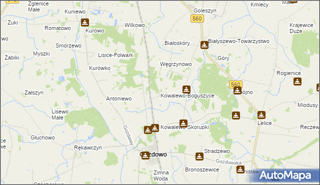 mapa Kowalewo-Boguszyce, Kowalewo-Boguszyce na mapie Targeo