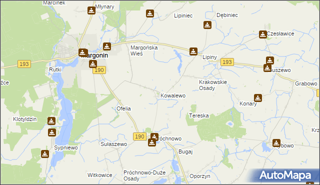 mapa Kowalewo gmina Margonin, Kowalewo gmina Margonin na mapie Targeo
