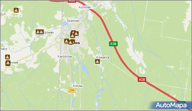 mapa Kowalice, Kowalice na mapie Targeo