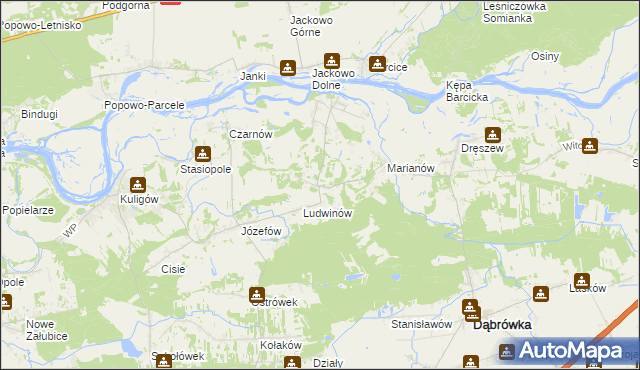 mapa Kowalicha gmina Dąbrówka, Kowalicha gmina Dąbrówka na mapie Targeo