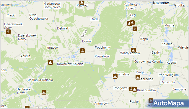 mapa Kowalków, Kowalków na mapie Targeo