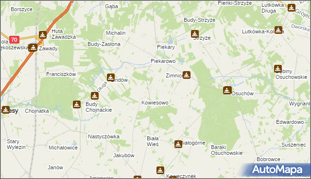 mapa Kowiesy gmina Mszczonów, Kowiesy gmina Mszczonów na mapie Targeo