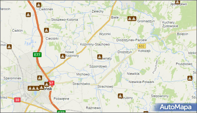 mapa Kownaty gmina Płońsk, Kownaty gmina Płońsk na mapie Targeo