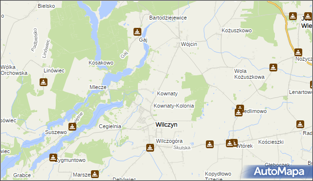 mapa Kownaty gmina Wilczyn, Kownaty gmina Wilczyn na mapie Targeo