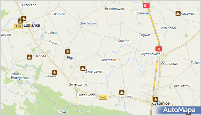 mapa Kowrózek, Kowrózek na mapie Targeo