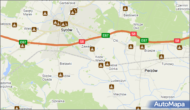 mapa Koza Wielka, Koza Wielka na mapie Targeo