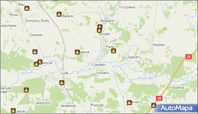 mapa Kożany, Kożany na mapie Targeo