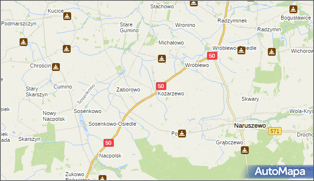 mapa Kozarzewo, Kozarzewo na mapie Targeo