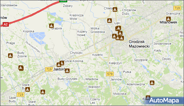mapa Kozerki, Kozerki na mapie Targeo