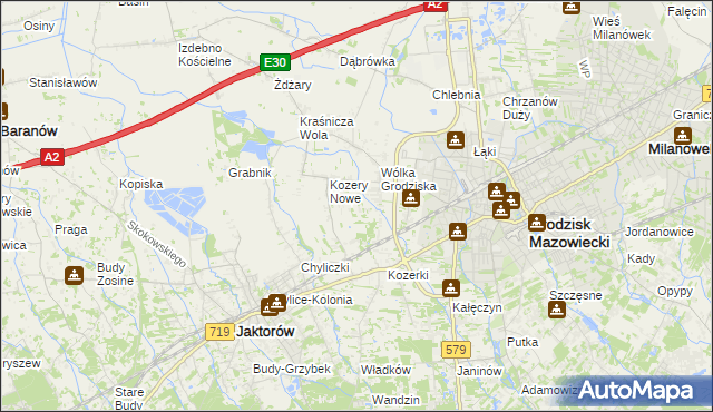 mapa Kozery, Kozery na mapie Targeo