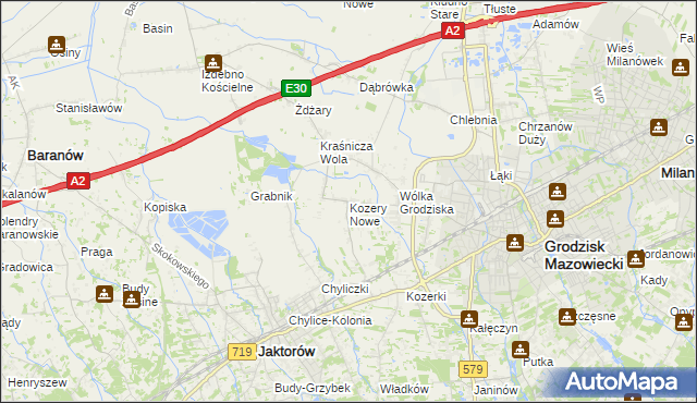 mapa Kozery Nowe, Kozery Nowe na mapie Targeo