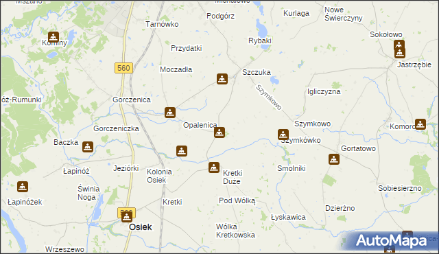 mapa Kozi Róg gmina Brodnica, Kozi Róg gmina Brodnica na mapie Targeo