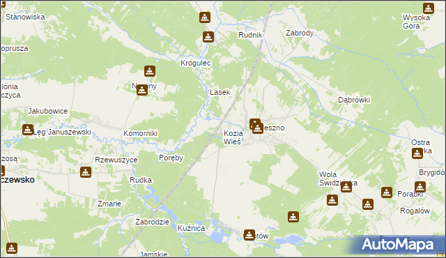 mapa Kozia Wieś, Kozia Wieś na mapie Targeo