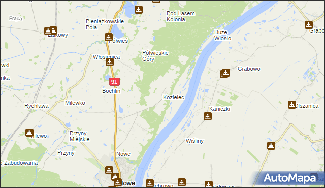 mapa Kozielec gmina Nowe, Kozielec gmina Nowe na mapie Targeo