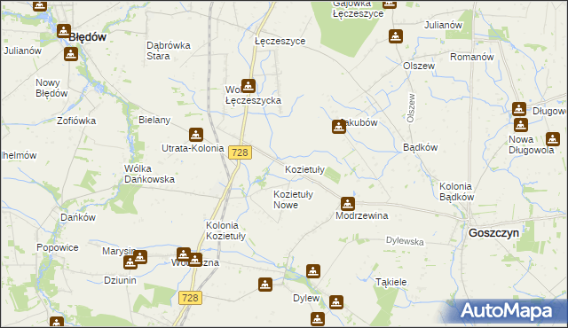 mapa Kozietuły, Kozietuły na mapie Targeo