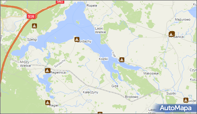 mapa Koziki gmina Ełk, Koziki gmina Ełk na mapie Targeo