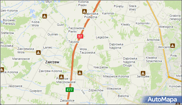 mapa Kozinki, Kozinki na mapie Targeo