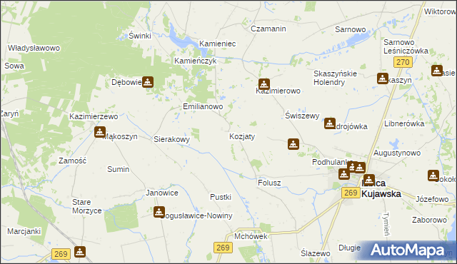 mapa Kozjaty, Kozjaty na mapie Targeo