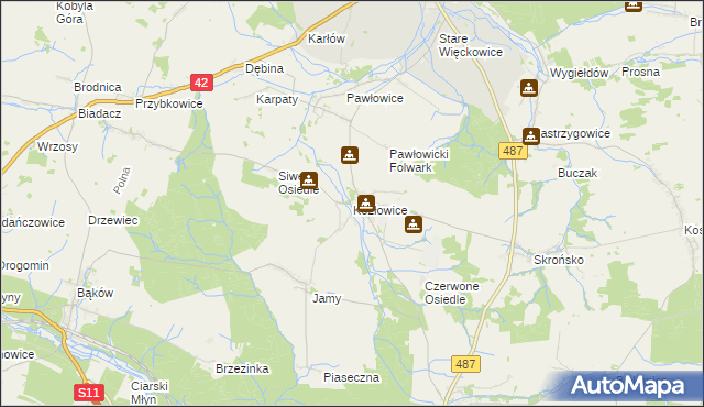 mapa Kozłowice, Kozłowice na mapie Targeo