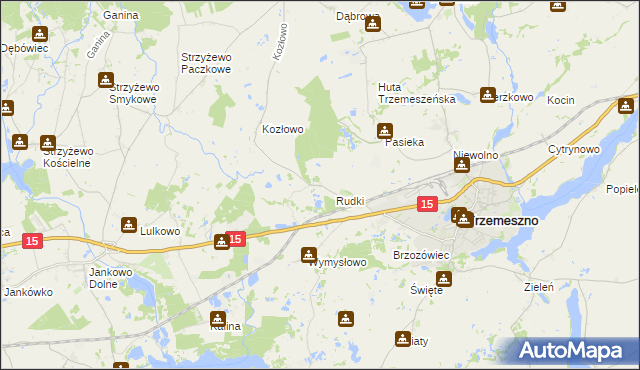 mapa Kozłówko gmina Trzemeszno, Kozłówko gmina Trzemeszno na mapie Targeo