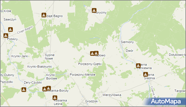 mapa Kozłowo gmina Grodzisk, Kozłowo gmina Grodzisk na mapie Targeo