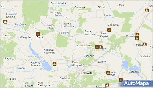 mapa Kożuchówka, Kożuchówka na mapie Targeo