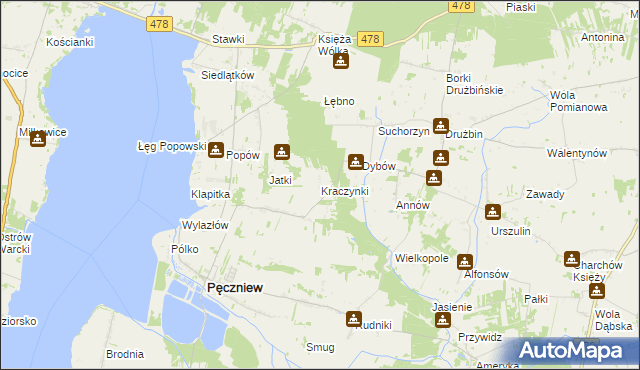 mapa Kraczynki, Kraczynki na mapie Targeo