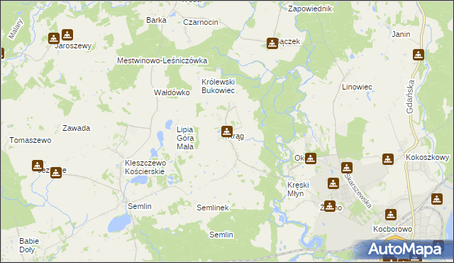 mapa Krąg gmina Starogard Gdański, Krąg gmina Starogard Gdański na mapie Targeo