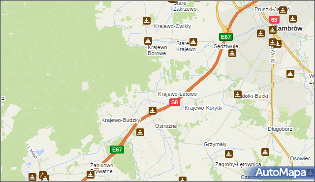 mapa Krajewo-Łętowo, Krajewo-Łętowo na mapie Targeo