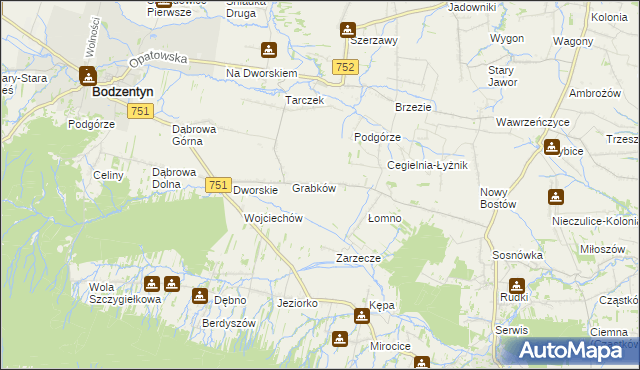 mapa Krajków gmina Pawłów, Krajków gmina Pawłów na mapie Targeo