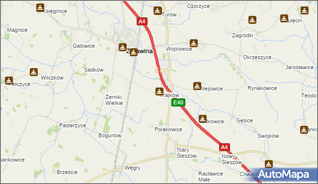 mapa Krajków gmina Żórawina, Krajków gmina Żórawina na mapie Targeo