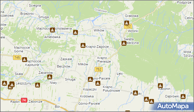 mapa Krajno Pierwsze, Krajno Pierwsze na mapie Targeo