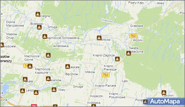 mapa Krajno-Zagórze, Krajno-Zagórze na mapie Targeo