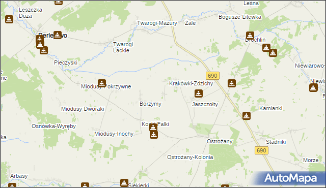 mapa Krakówki-Dąbki, Krakówki-Dąbki na mapie Targeo