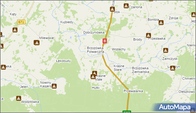 mapa Krasne Folwarczne, Krasne Folwarczne na mapie Targeo