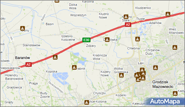 mapa Kraśnicza Wola, Kraśnicza Wola na mapie Targeo