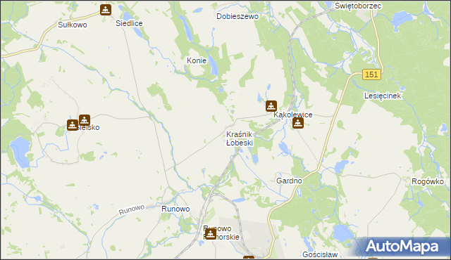 mapa Kraśnik Łobeski, Kraśnik Łobeski na mapie Targeo