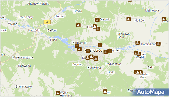mapa Krasnobród, Krasnobród na mapie Targeo