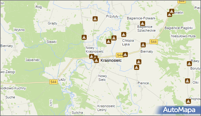 mapa Krasnosielc, Krasnosielc na mapie Targeo