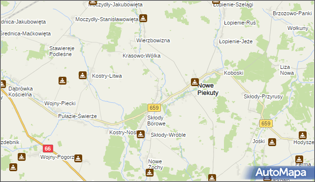 mapa Krasowo-Częstki, Krasowo-Częstki na mapie Targeo