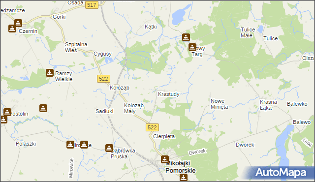 mapa Krastudy, Krastudy na mapie Targeo