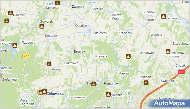 mapa Krawara, Krawara na mapie Targeo