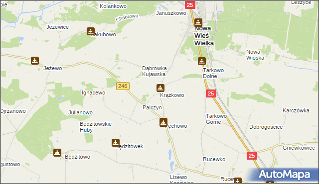 mapa Krążkowo gmina Złotniki Kujawskie, Krążkowo gmina Złotniki Kujawskie na mapie Targeo