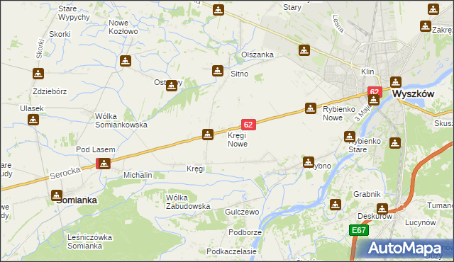 mapa Kręgi Nowe, Kręgi Nowe na mapie Targeo