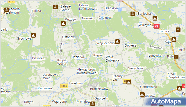 mapa Krępa gmina Prażmów, Krępa gmina Prażmów na mapie Targeo