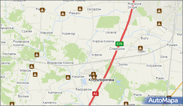 mapa Krężna, Krężna na mapie Targeo