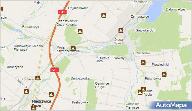 mapa Krężnica Jara, Krężnica Jara na mapie Targeo