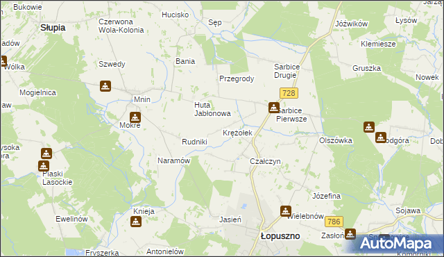 mapa Krężołek, Krężołek na mapie Targeo